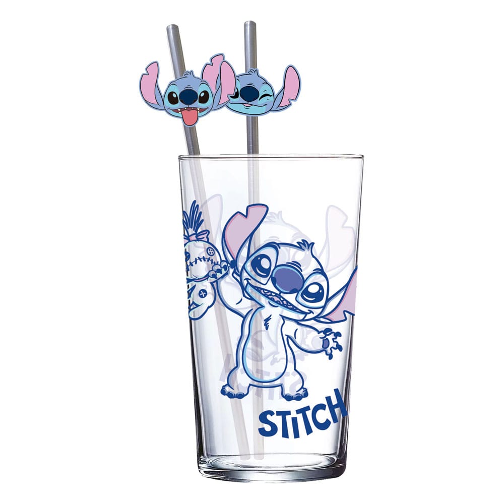 Lilo & Stitch Glas Tumbler mit Trinkhalmen Stitch 485 ml - Versand: 7 Tage nach Bestellung