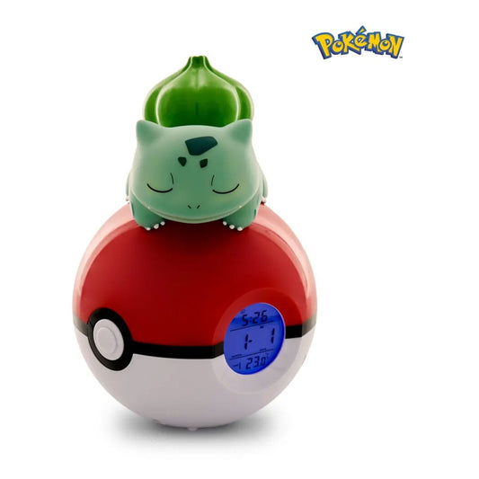 Pokémon Wecker Pokeball mit Leuchtfunktion Bisasam 18 cm - Versand: 5-7 Tage nach Bestellung