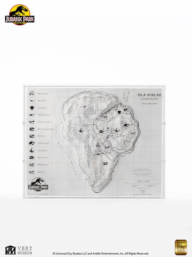Jurassic Park Topographische Karte Isla Nublar  - Preorder - ETA: 25.02.2026