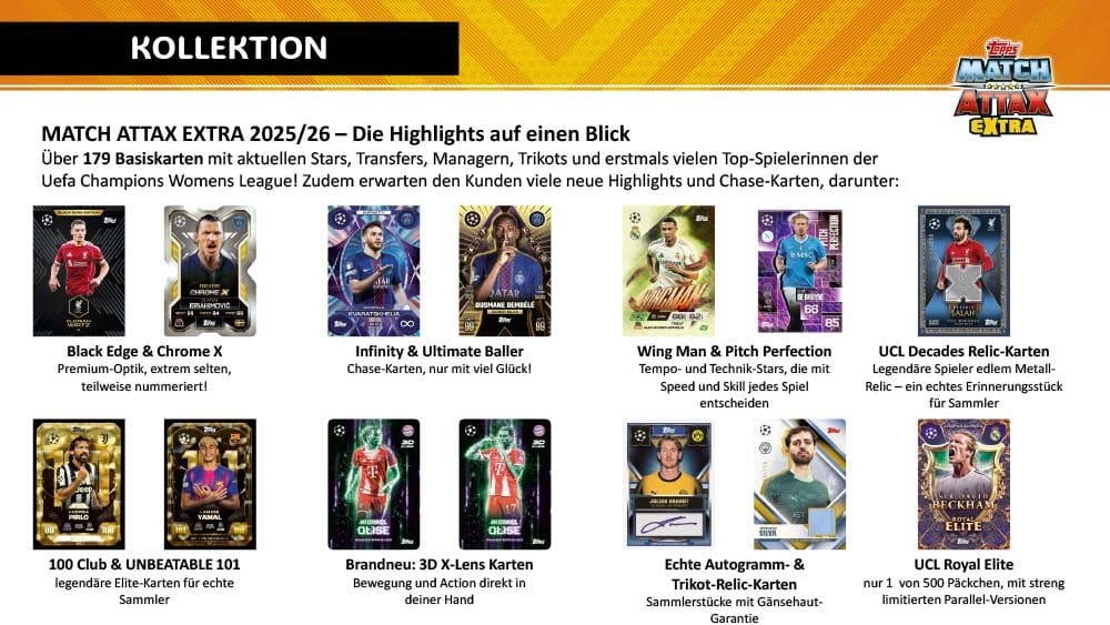 UEFA Champions League Match Attax Extra Trading Cards 2025/26 Booster Display (32) - Versand: 7 Tage nach Bestellung