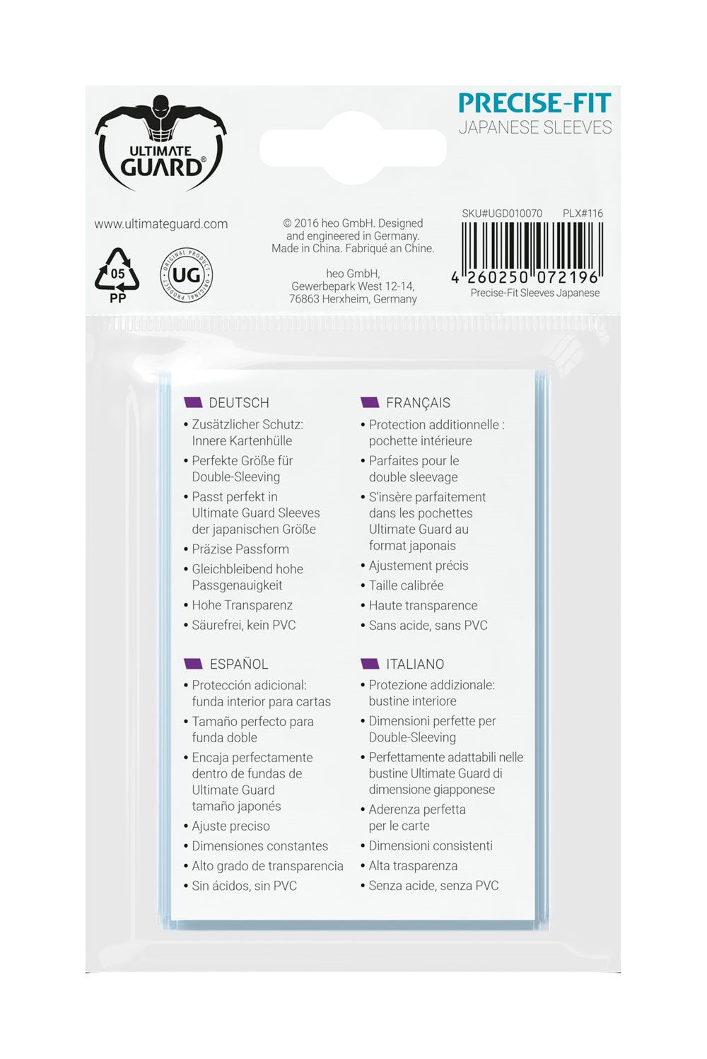 Ultimate Guard Precise-Fit Sleeves Japanische Größe Transparent (100) - Versand: 5-7 Tage nach Bestellung