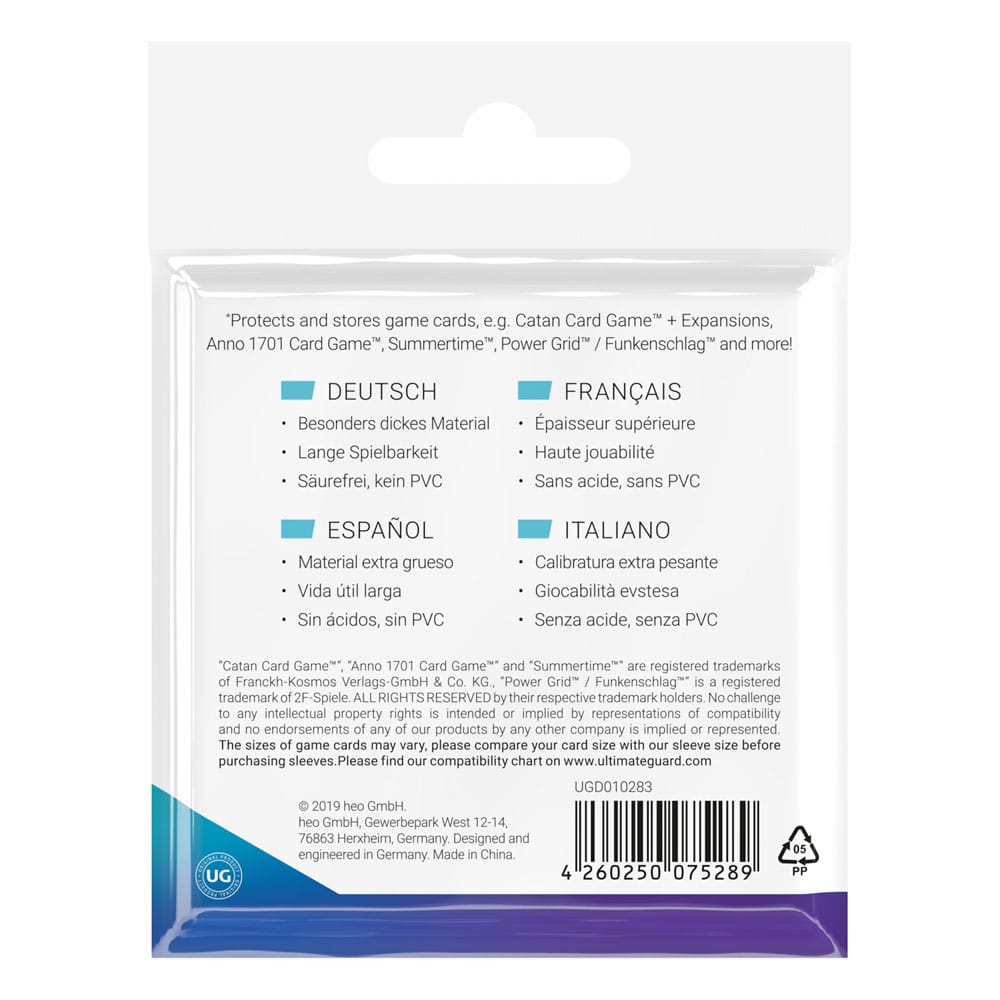 Ultimate Guard Premium Soft Sleeves für Brettspielkarten Quadratisch (50) - Versand: 5-7 Tage nach Bestellung