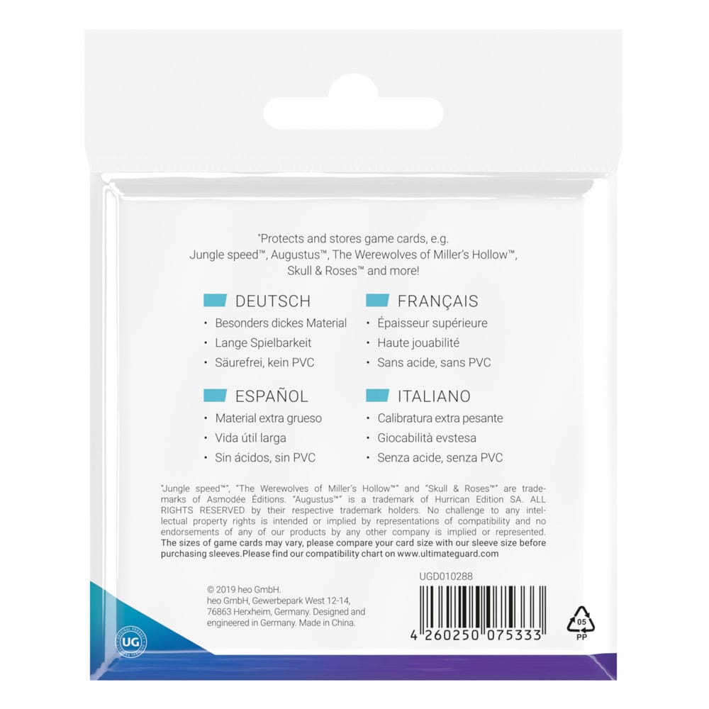Ultimate Guard Premium Soft Sleeves für Brettspielkarten Quadratisch Groß (50) - Versand: 5-7 Tage nach Bestellung