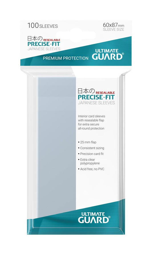 Ultimate Guard Precise-Fit Sleeves wiederverschließbar Japanische Größe Transparent (100) - Versand: 5-7 Tage nach Bestellung