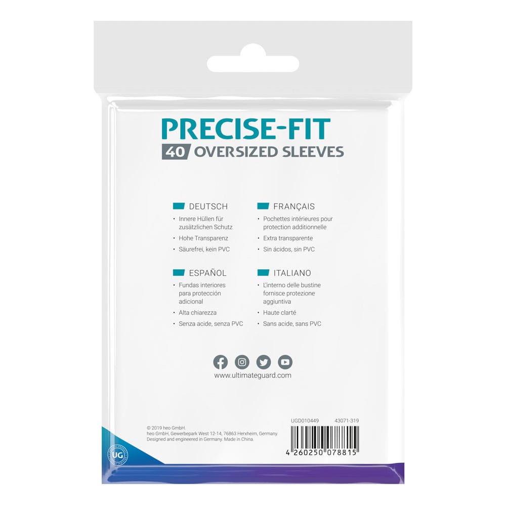 Ultimate Guard Precise-Fit Sleeves Oversized Transparent (40) - Versand: 5-7 Tage nach Bestellung