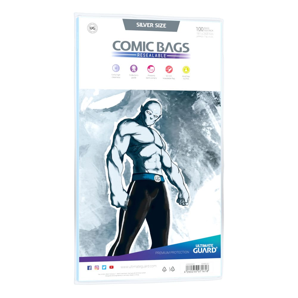 Ultimate Guard Comic Bags Resealable (100) - Silver Size - Preorder - ETA: 20.07.2026