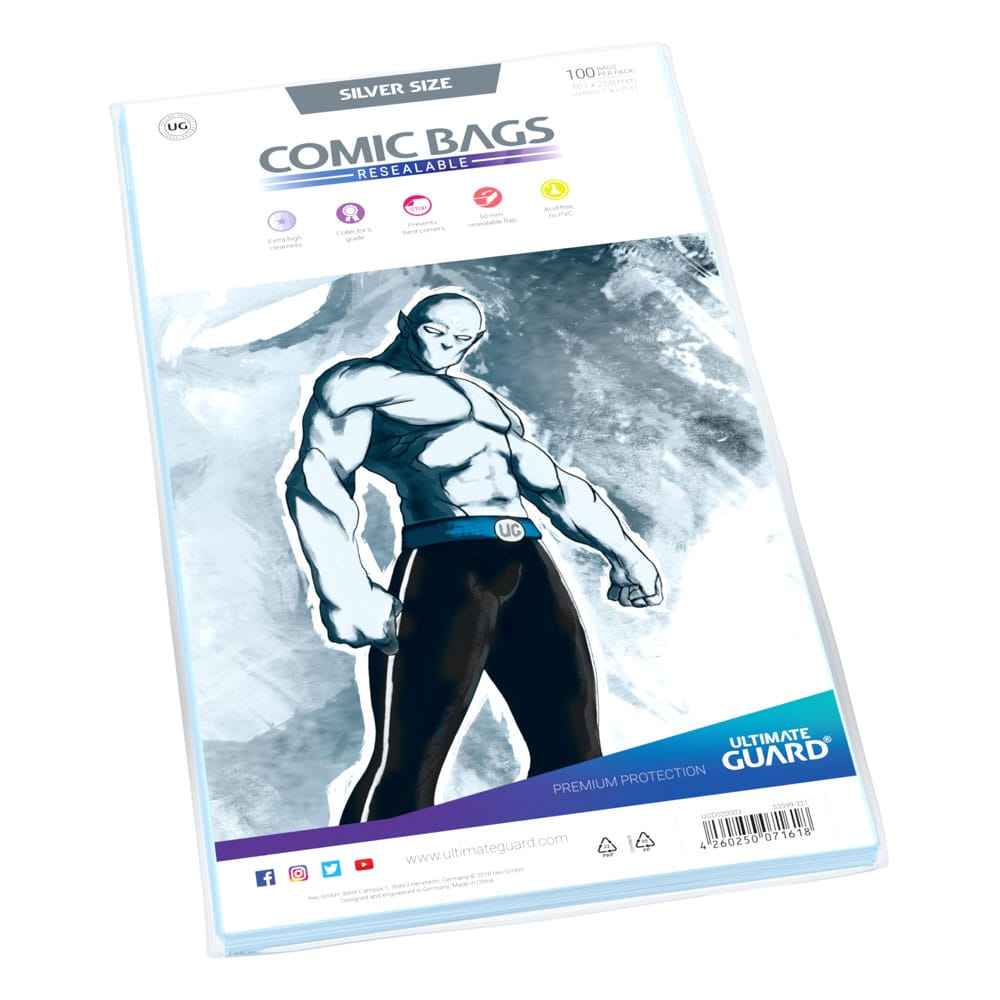 Ultimate Guard Comic Bags Resealable (100) - Silver Size - Preorder - ETA: 20.07.2026