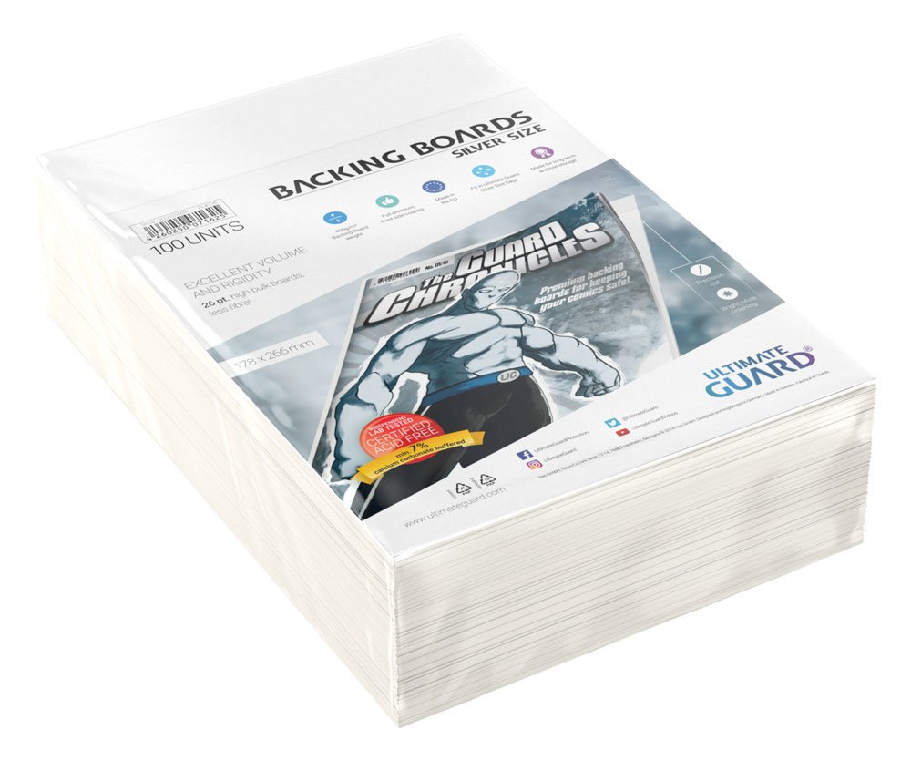 Ultimate Guard Comic Backing Boards Silver Size (100) - Versand: 5-7 Tage nach Bestellung