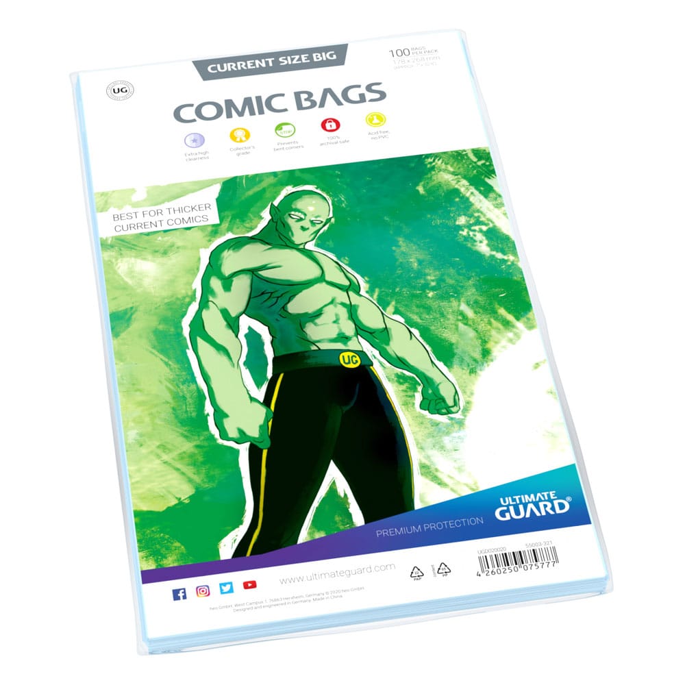 Ultimate Guard Comic Bags BIG Current Size (100) - Versand: 5-7 Tage nach Bestellung