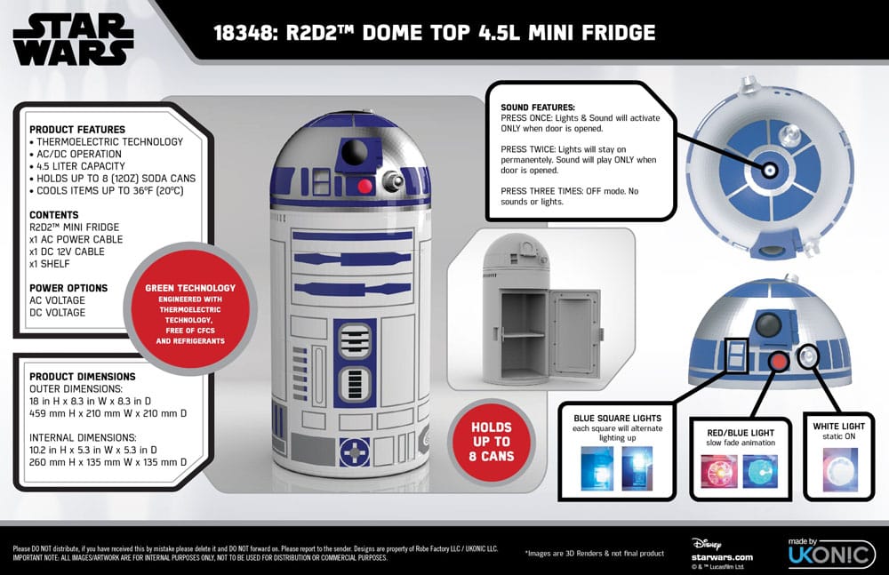 Star Wars Thermoelectric Cooler Mini Kühlschrank R2D2 4,5 l  - Preorder - ETA: 03.11.2025