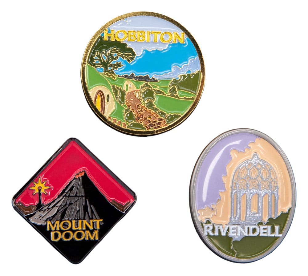Herr der Ringe Trilogie Pin-Set Hobbiton, Rivendell & Mount Doom - Preorder - ETA: 25.12.2026