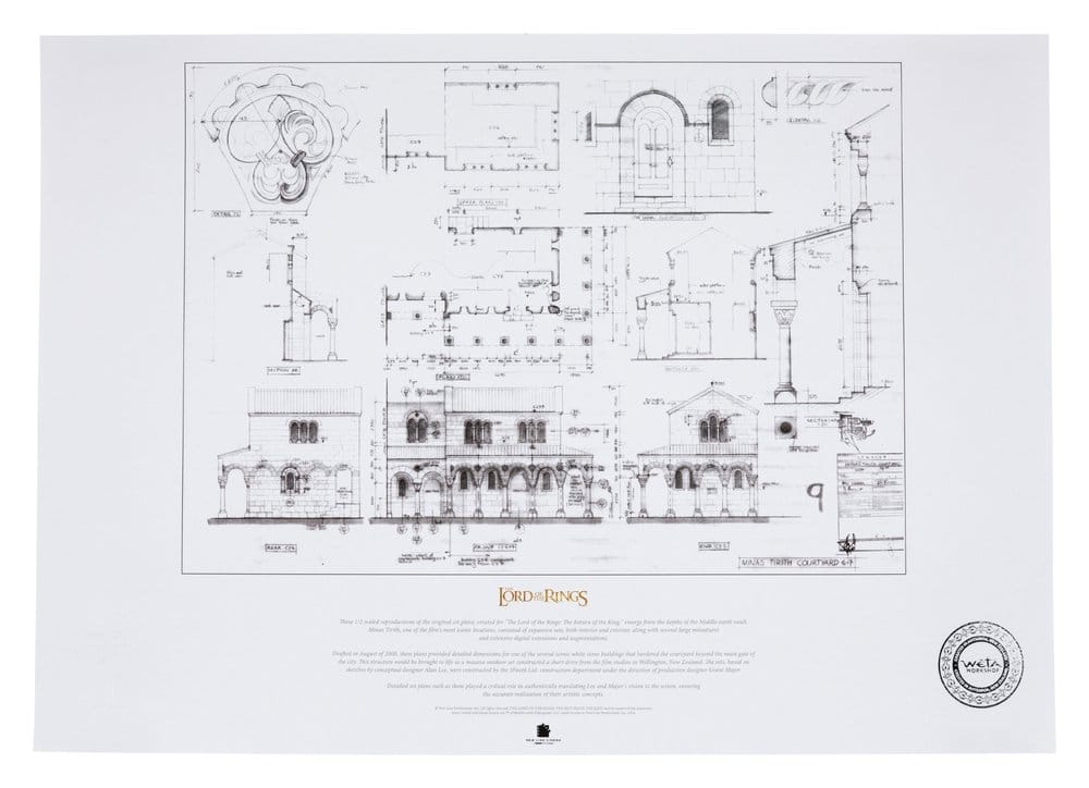 Herr der Ringe Bauplan Kunstdruck The Courtyard of Minas Tirith 59 x 42 cm - Preorder - ETA: 02.11.2026