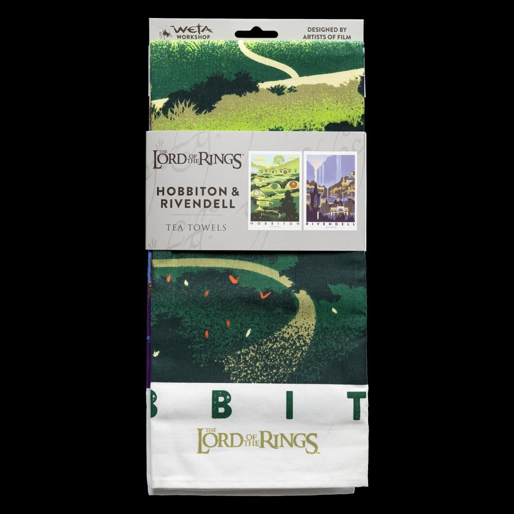 Herr der Ringe Geschirrtuch 2er Pack Rivendell & Hobbiton 70 cm  - Preorder - ETA: 02.11.2026