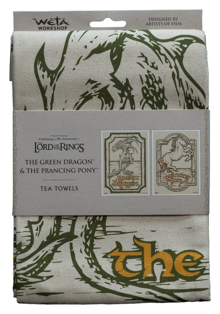 Herr der Ringe Geschirrtuch 2er Pack Green Dragon & Prancing Pony 69 cm  - Versand: 7 Tage nach Bestellung