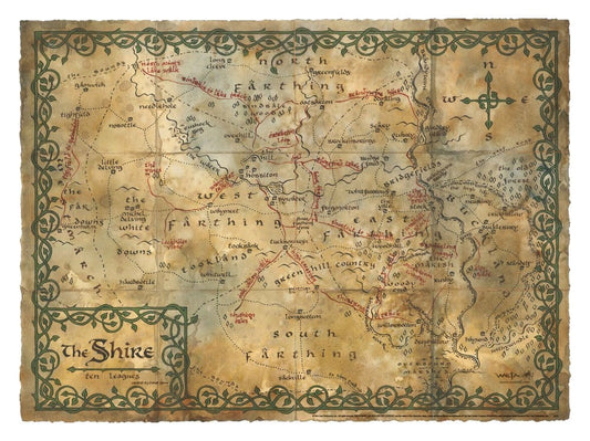 Der Hobbit Kunstdruck Map of the Shire 74 x 54 cm - Versand: 7 Tage nach Bestellung