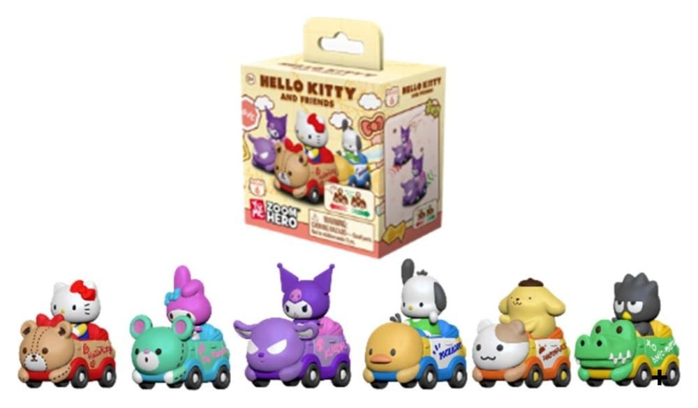 Sanrio Zoom Hero Rückzug-Fahrzeuge mit Figuren Hello Kitty and Friends Series 1 Blind Box Display (12) - Preorder - ETA: 25.09.2026